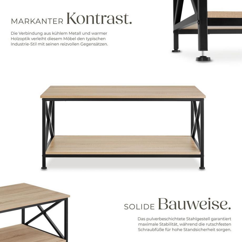 Tectake Couchtisch Pittsburgh Industrial Style Holz und Stahl  