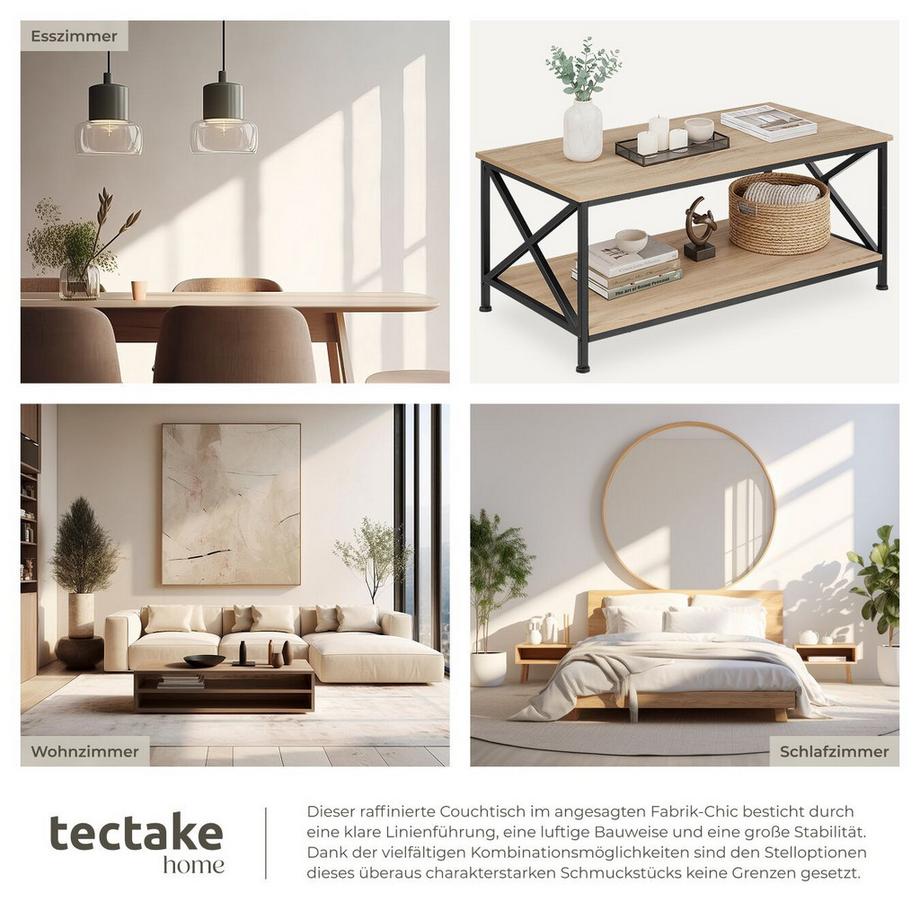 Tectake Couchtisch Pittsburgh Industrial Style Holz und Stahl  