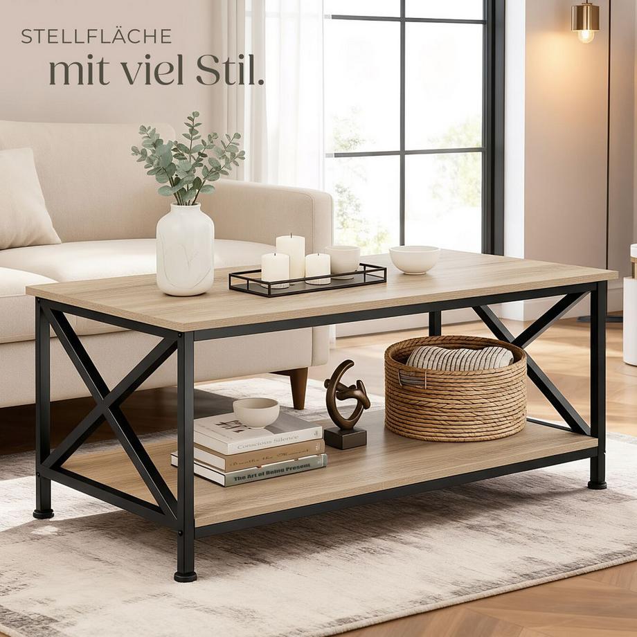 Tectake Couchtisch Pittsburgh Industrial Style Holz und Stahl  