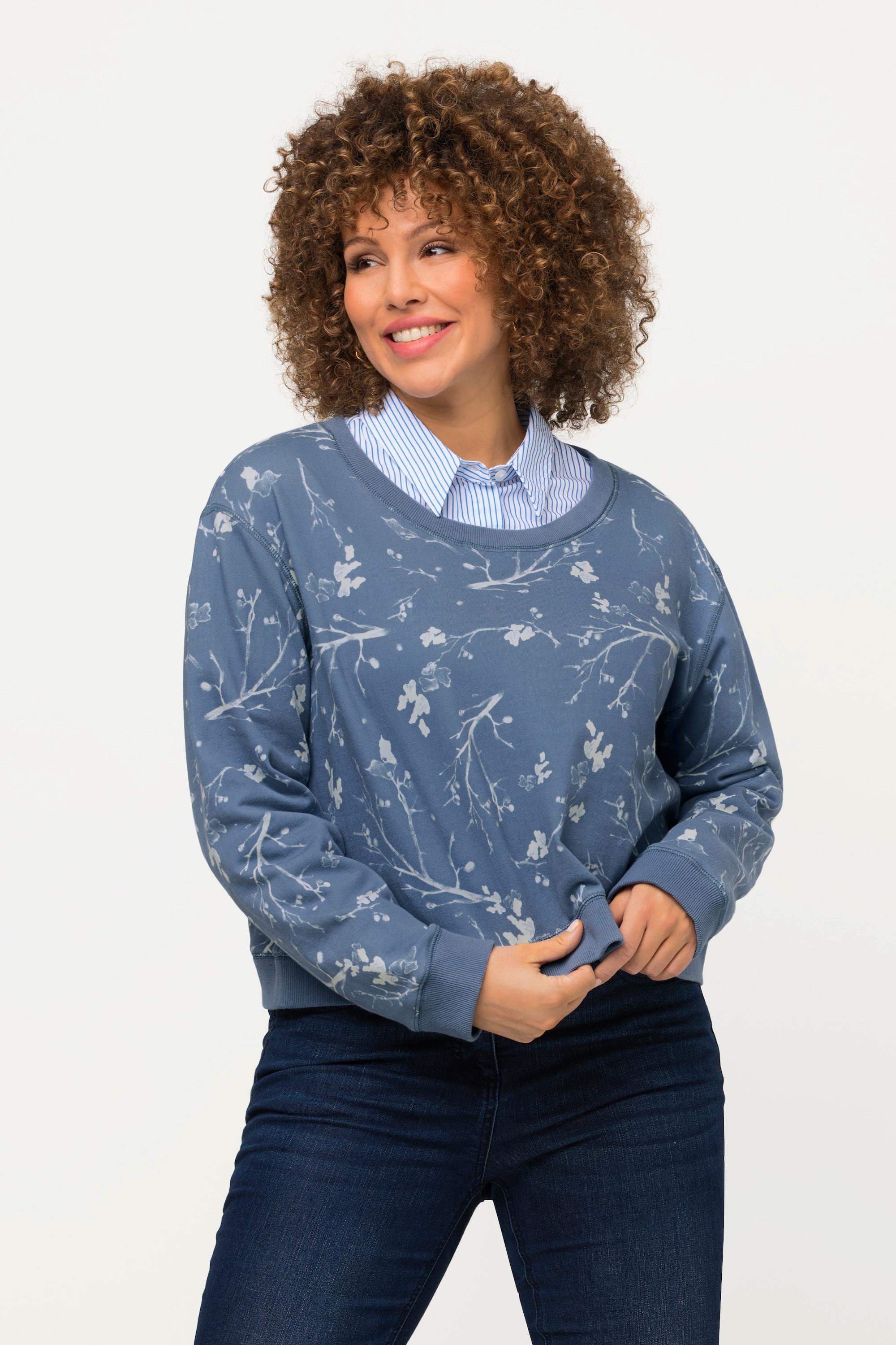 Ulla Popken  Sweat-shirt, oversize, court, col rond, manches longues 