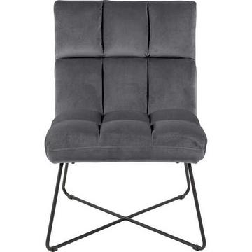 Fauteuil lounge tissu gris foncé métal noir mat 62x90