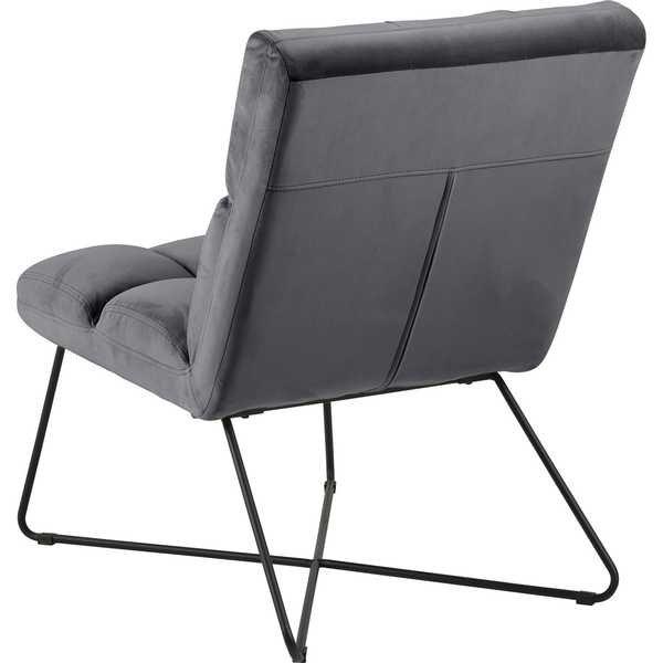 mutoni Fauteuil lounge tissu gris foncé métal noir mat 62x90  