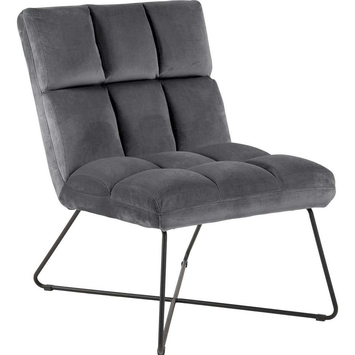 mutoni Chaise lounge Tissu gris foncé Métal noir mat 62x90  