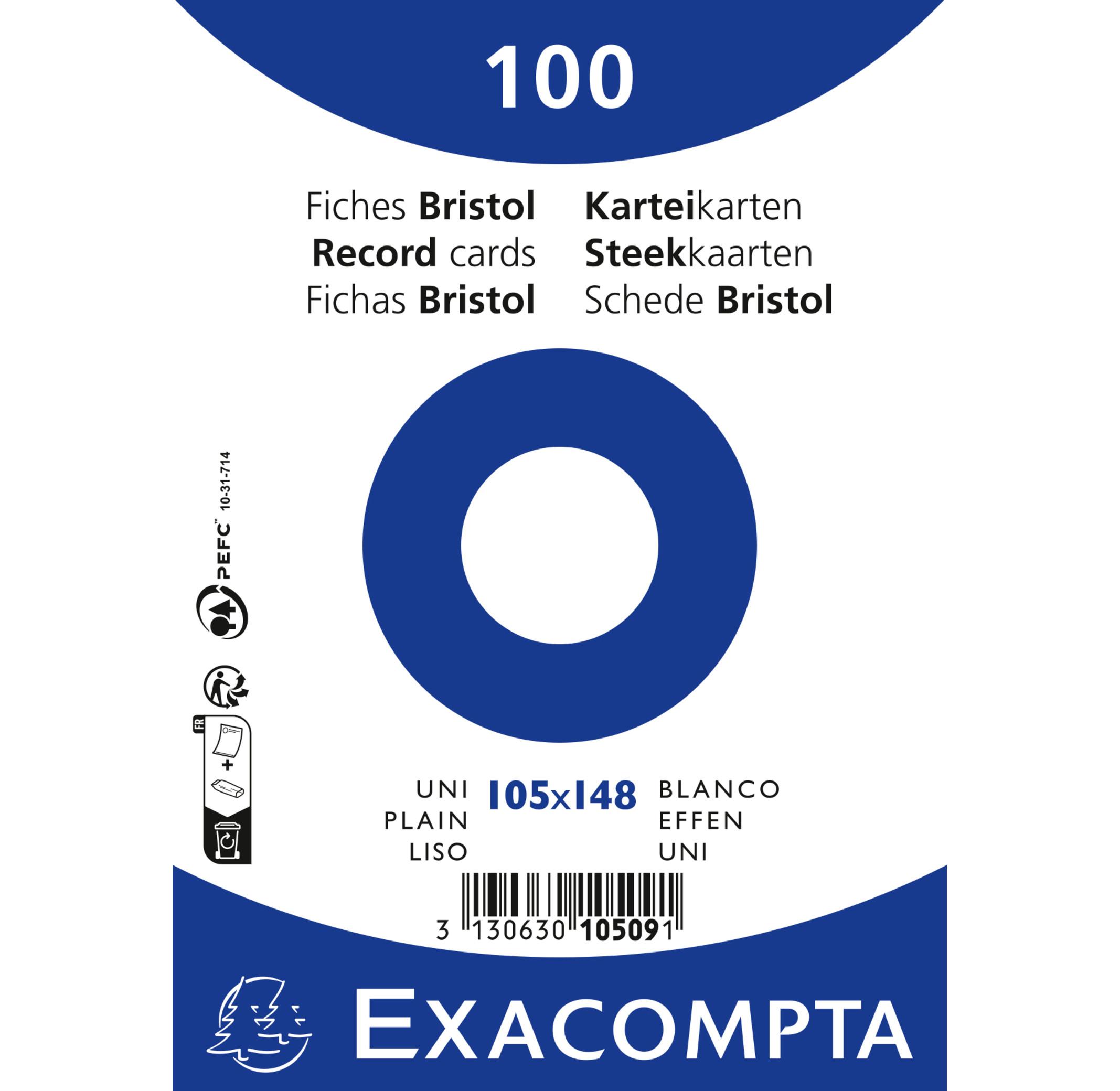 Exacompta Paquet 100 fiches sous film - bristol uni non perforé - 105x148mm - x 20  