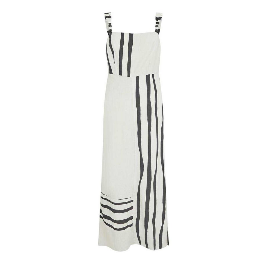 Vestito Lungo A Strisce Collo Quadrato