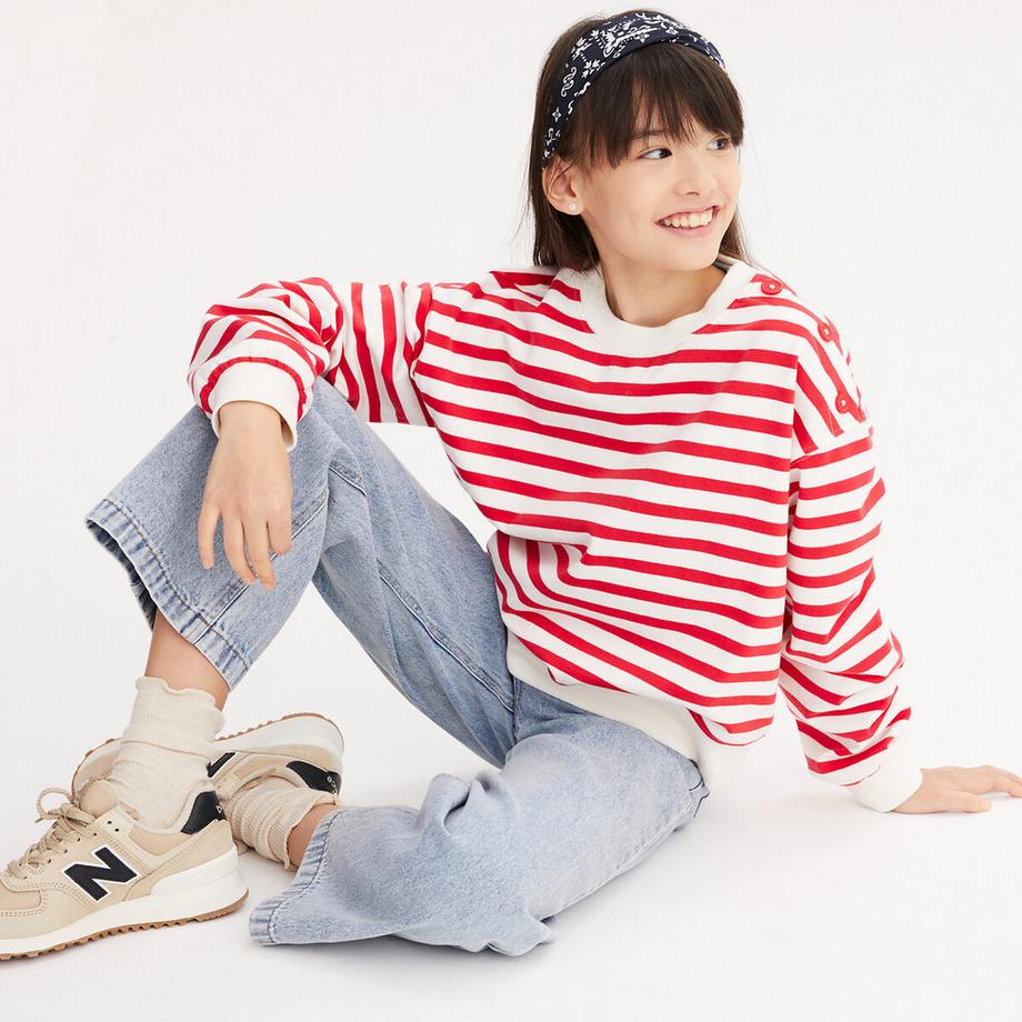Gestreiftes Sweatshirt mit rundem Ausschnitt