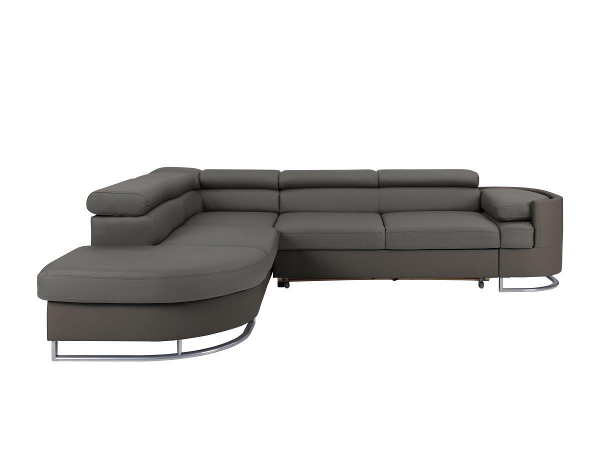 Vente-unique Ecksofa mit Schlaffunktion - Stoff & Kunstleder - Ecke Links - Grau & Anthrazit - MYSEN II  