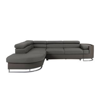 Vente-unique Ecksofa mit Schlaffunktion - Stoff & Kunstleder - Ecke Links - Grau & Anthrazit - MYSEN II  