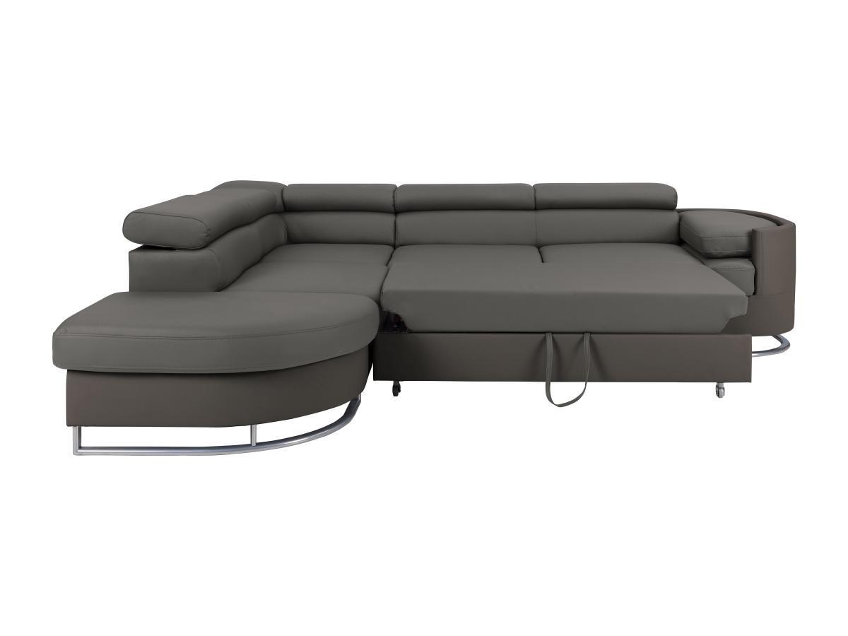 Vente-unique Ecksofa mit Schlaffunktion - Stoff & Kunstleder - Ecke Links - Grau & Anthrazit - MYSEN II  