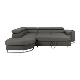 Vente-unique Ecksofa mit Schlaffunktion - Stoff & Kunstleder - Ecke Links - Grau & Anthrazit - MYSEN II  