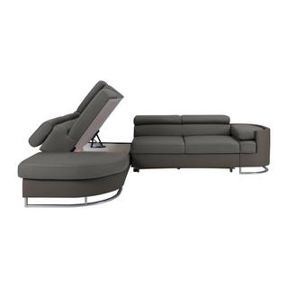 Vente-unique Ecksofa mit Schlaffunktion - Stoff & Kunstleder - Ecke Links - Grau & Anthrazit - MYSEN II  