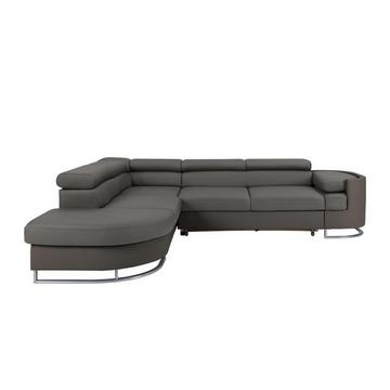 Ecksofa mit Schlaffunktion - Stoff & Kunstleder - Ecke Links - Grau & Anthrazit - MYSEN II