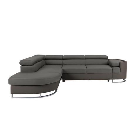 Vente-unique Canapé d'angle gauche convertible en tissu et simili gris et anthracite MYSEN II  