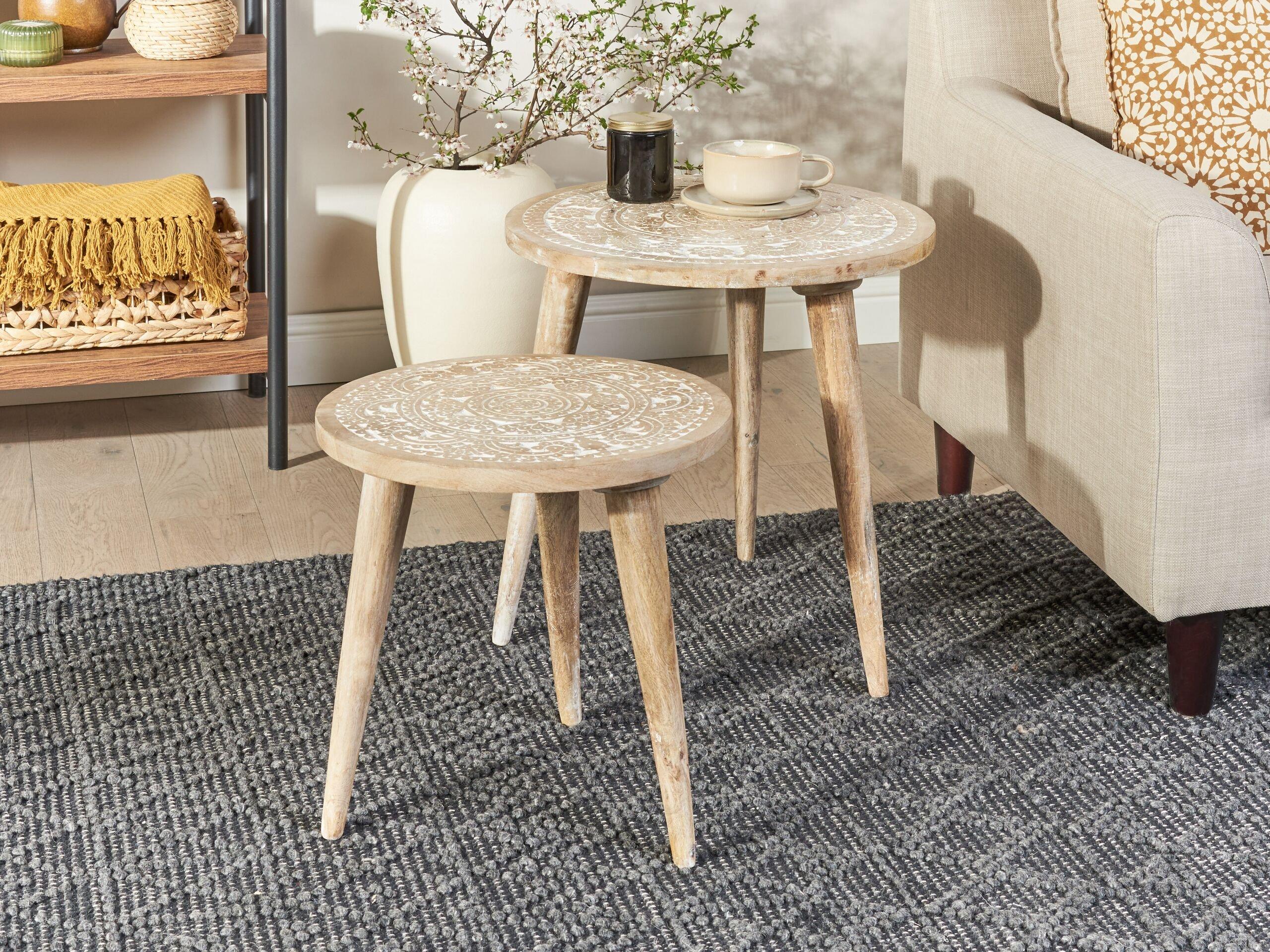 Beliani Ensemble de tables en Manguier Rustique UDAY  