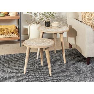 Beliani Ensemble de tables en Manguier Rustique UDAY  