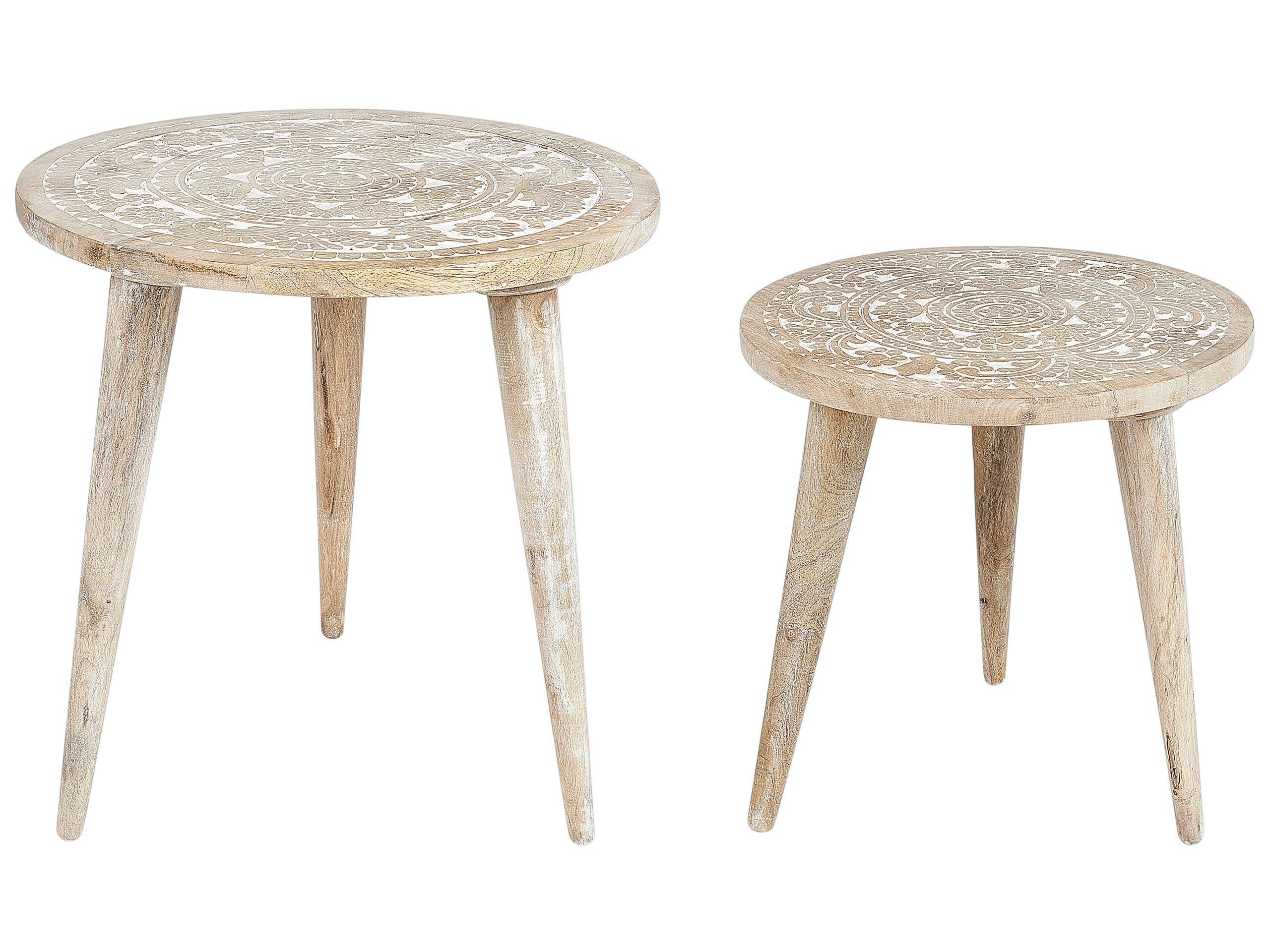 Beliani Ensemble de tables en Manguier Rustique UDAY  