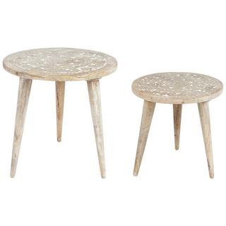Beliani Lot de 2 tables d'appoint en Manguier Rustique UDAY  