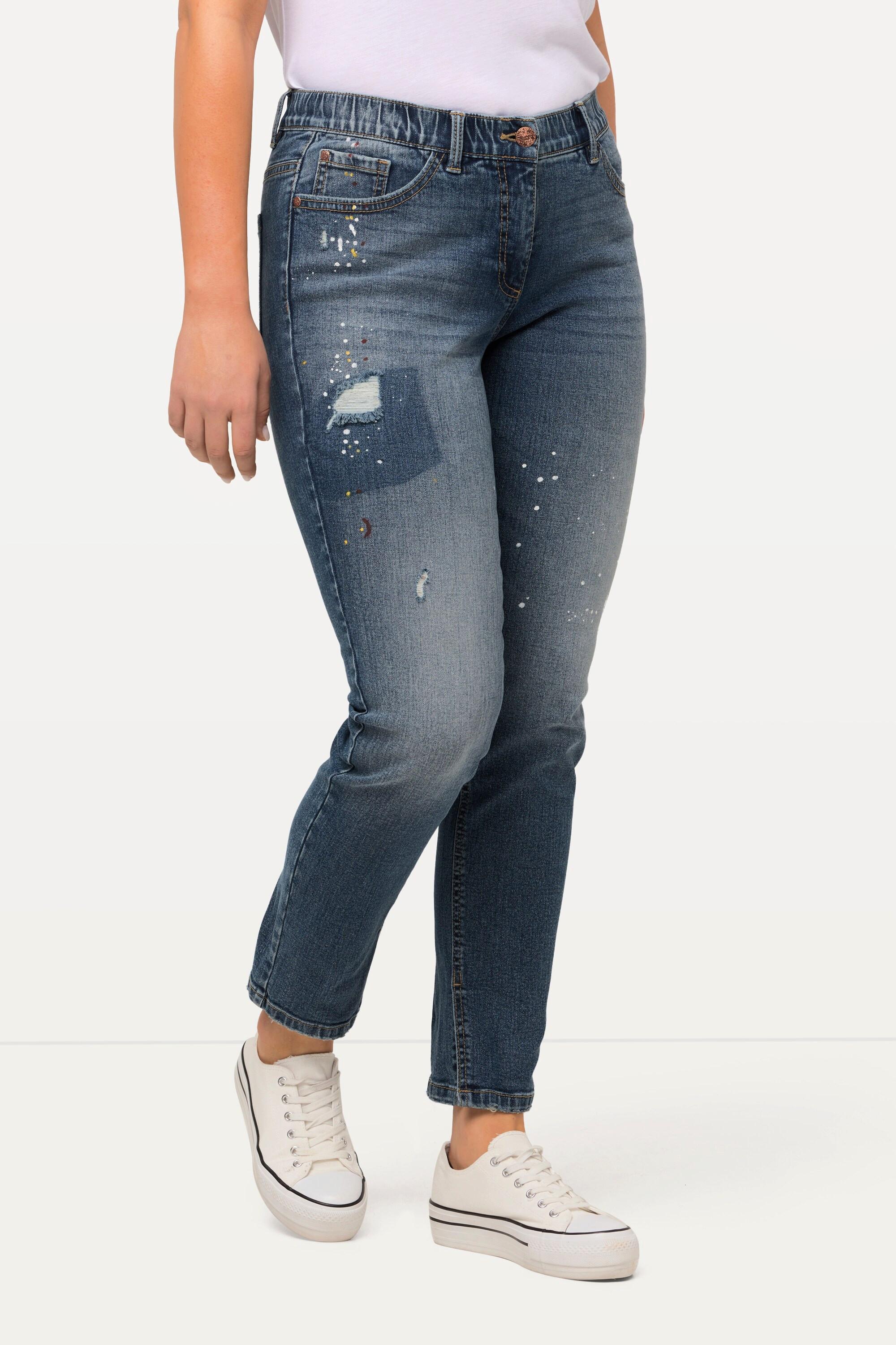 Ulla Popken  Jeans Sarah, Destroyeffekte, schmales Bein, Elastikbund 