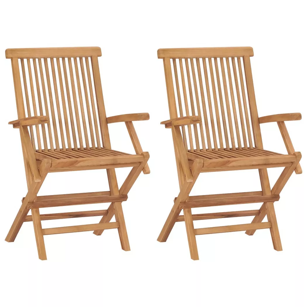 vidaXL Klappstühle, 2 Stück, Massivholz Teakholz