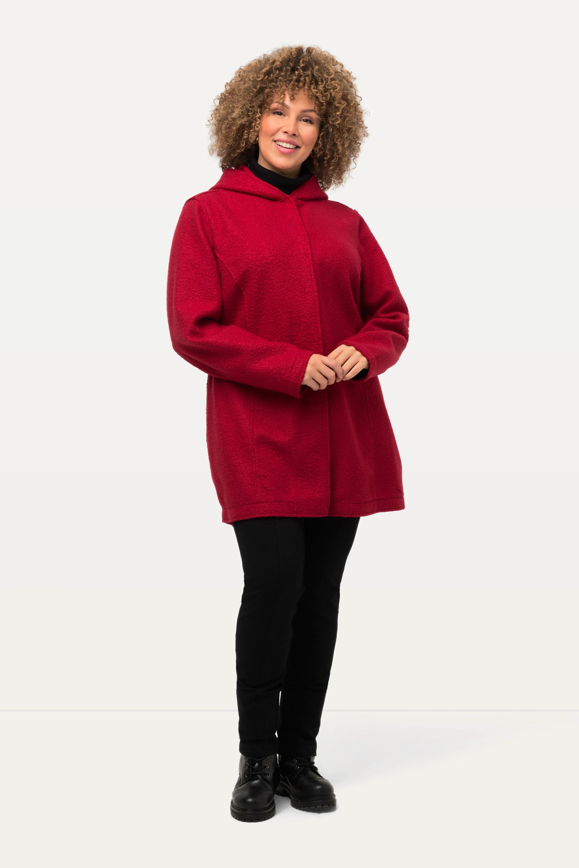 Ulla Popken  Curly-Wool-Jacke, Kapuze, feine Struktur, leicht 