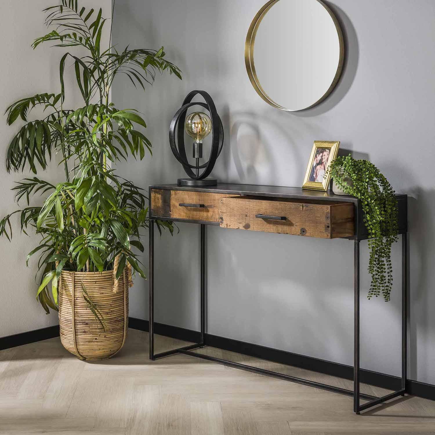 mutoni Table console mélange de bois dur robuste  