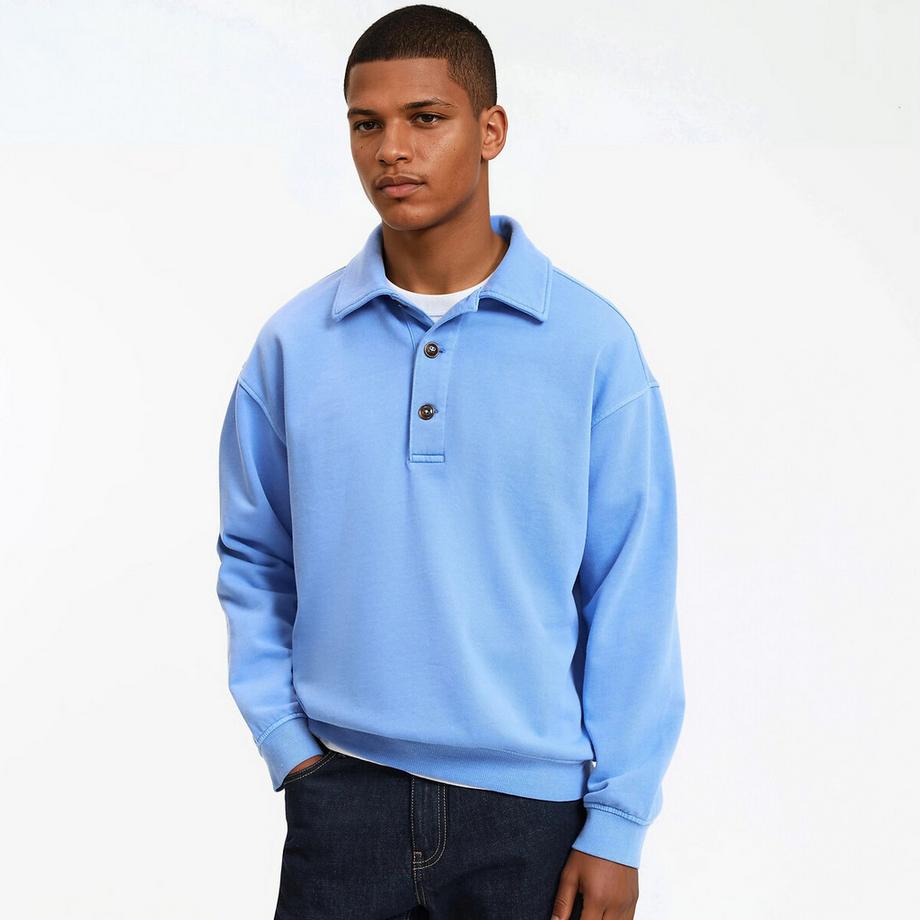 Boxy-Sweatshirt mit Polokragen