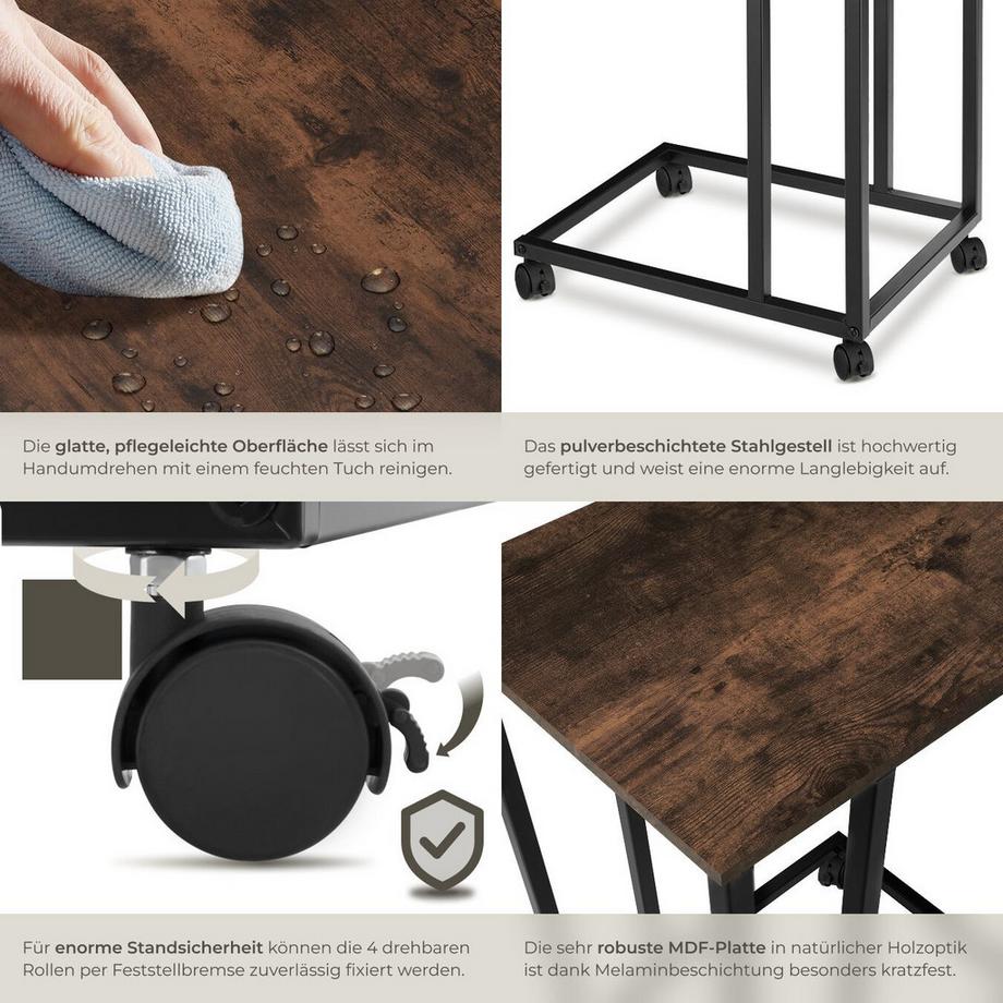 Tectake Table d'appoint LUTON style industriel  