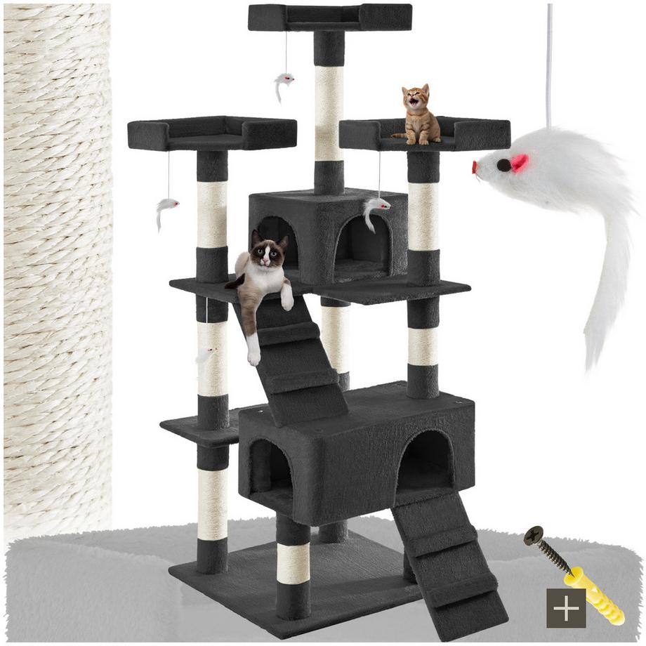 Tectake  Arbre à chat BARNEY 170 cm avec griffoir et plateforme d'escalade 