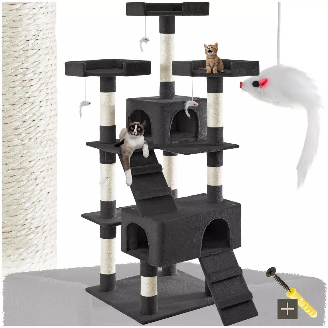 Tectake - Kratzbaum Barney 170 cm Sisal, One Size, Charcoal Black