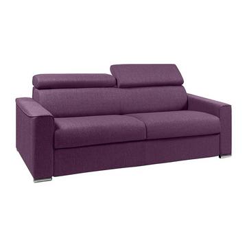 Canapé 4 places convertible express en tissu violet - couchage lattes larges 160 cm - Matelas 18 cm avec mémoire de forme VIZIR