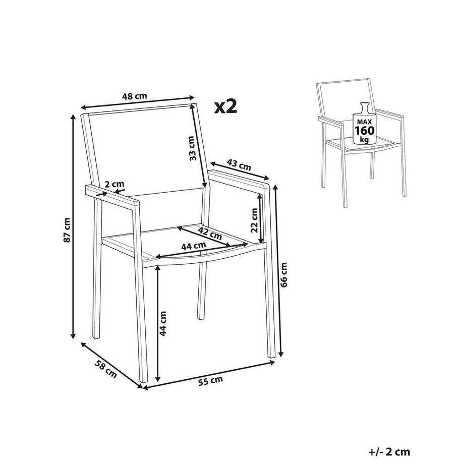 Beliani Gartenstuhl 2er Set aus PE Rattan Industriell GROSSETO  