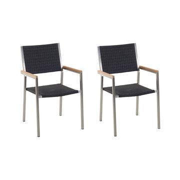 Set mit 2 Stühlen aus PE Rattan Modern GROSSETO