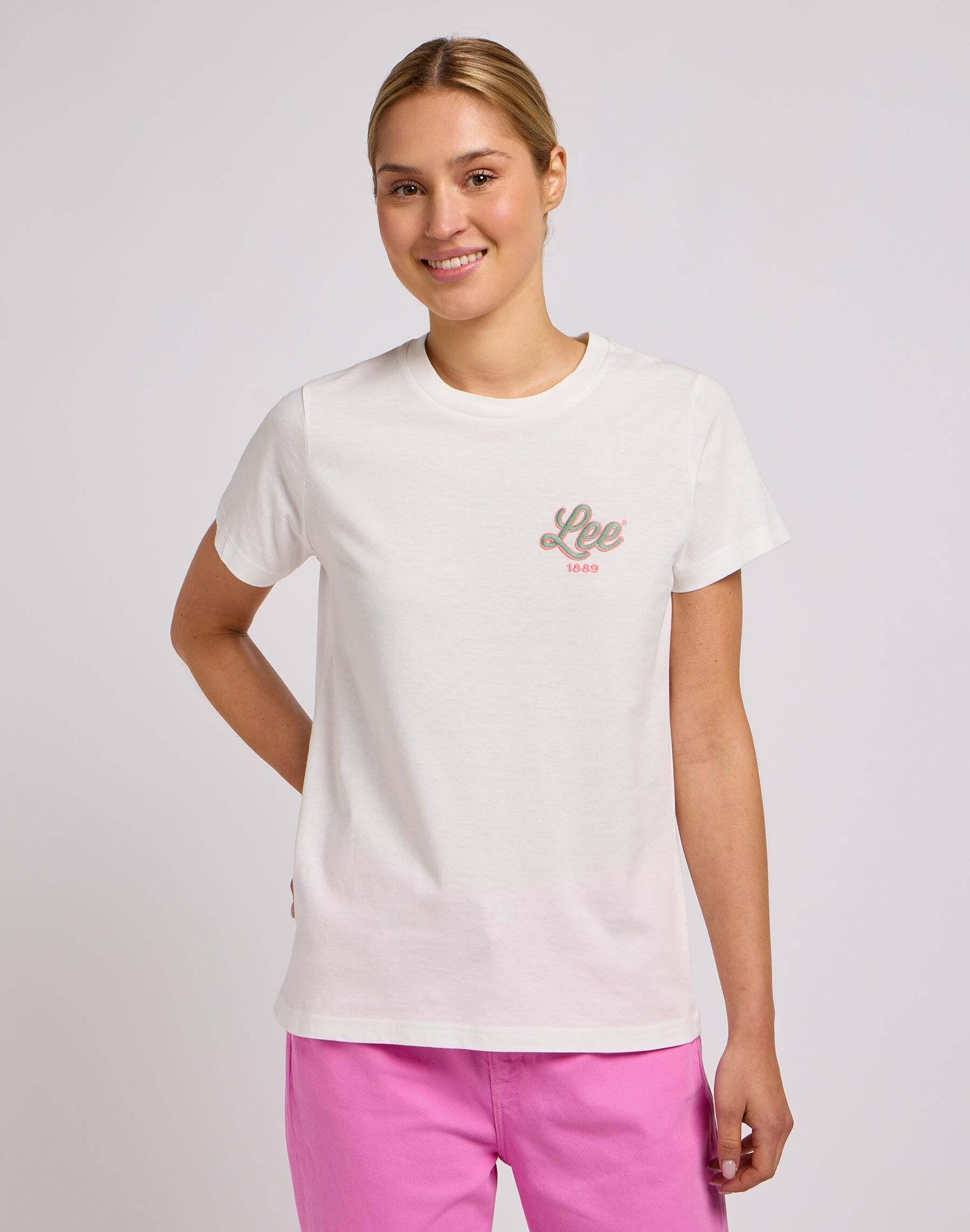 Image of T-shirts Small Logo Tee Damen Écru S