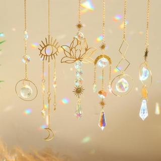 Alopini Suncatchers, 6 Pièces Lotus Perles Pendentif Décoration, Décoration De Fenêtre Suspendue, Suncatchers En Cristal  