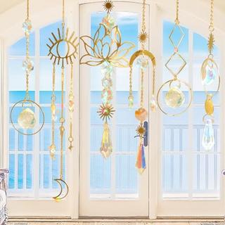 Alopini Suncatchers, 6 Pièces Lotus Perles Pendentif Décoration, Décoration De Fenêtre Suspendue, Suncatchers En Cristal  