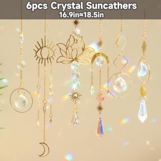 Alopini Suncatchers, 6 Pièces Lotus Perles Pendentif Décoration, Décoration De Fenêtre Suspendue, Suncatchers En Cristal  
