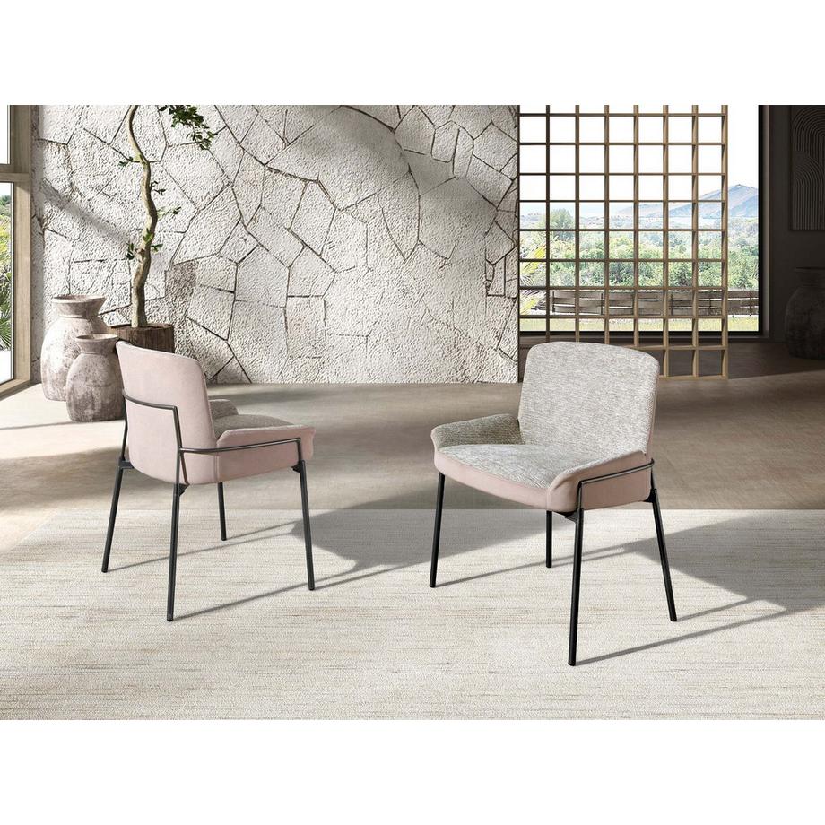 ANGEL CERDA Sedia in tessuto grigio e velluto marrone  