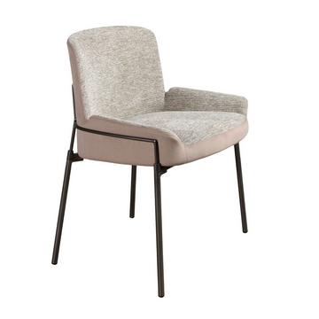 Sedia in tessuto grigio e velluto marrone