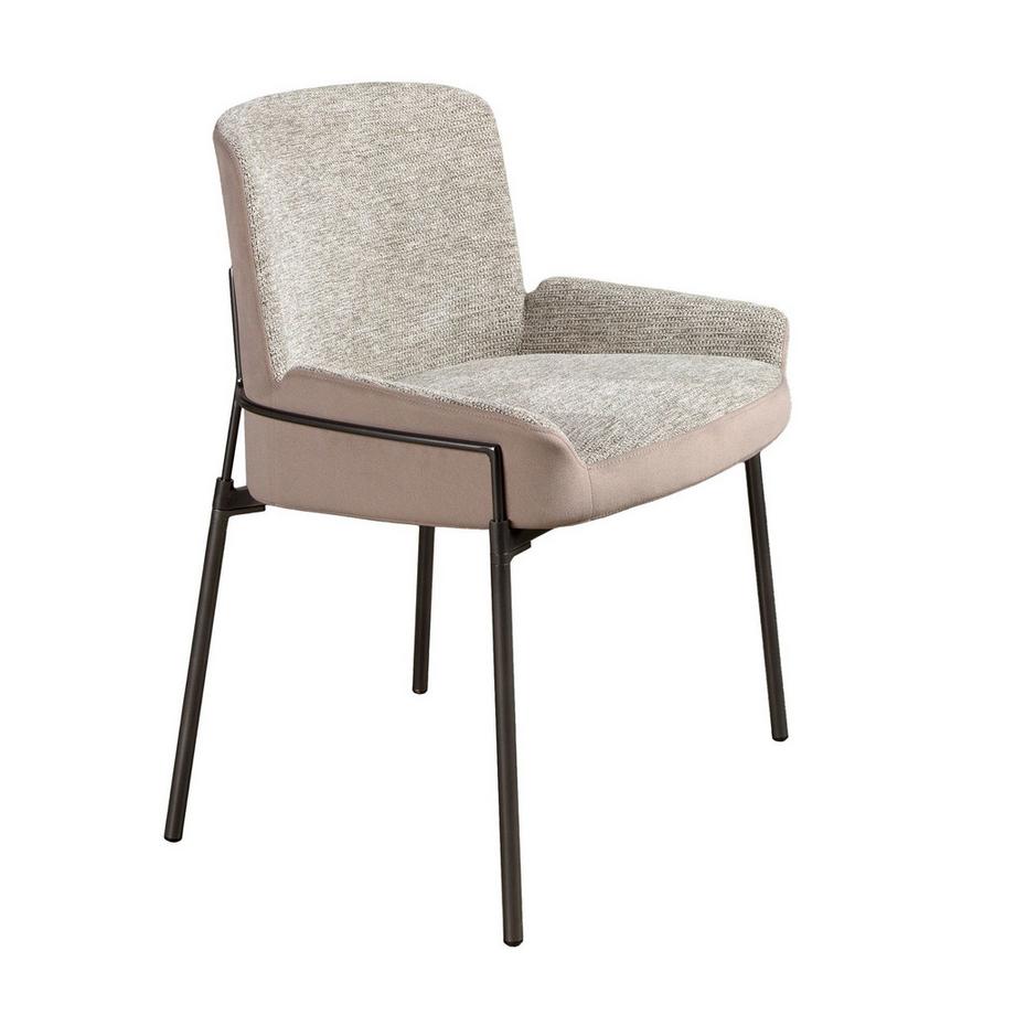 ANGEL CERDA Sedia in tessuto grigio e velluto marrone  