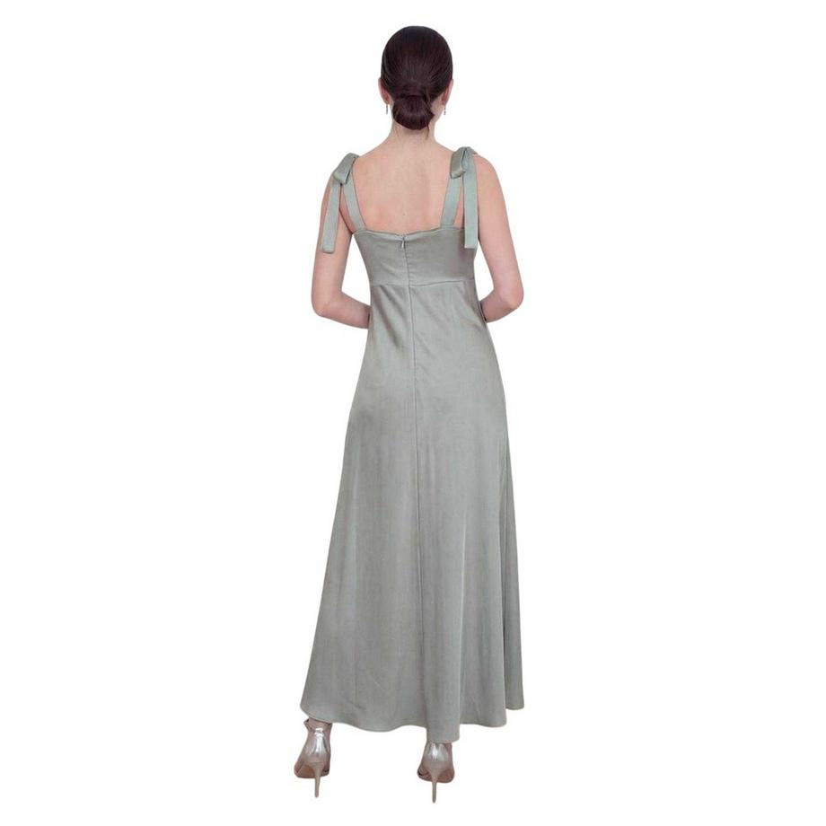 Deluxe Vestito Lungo in Raso con Spalline da Legare  