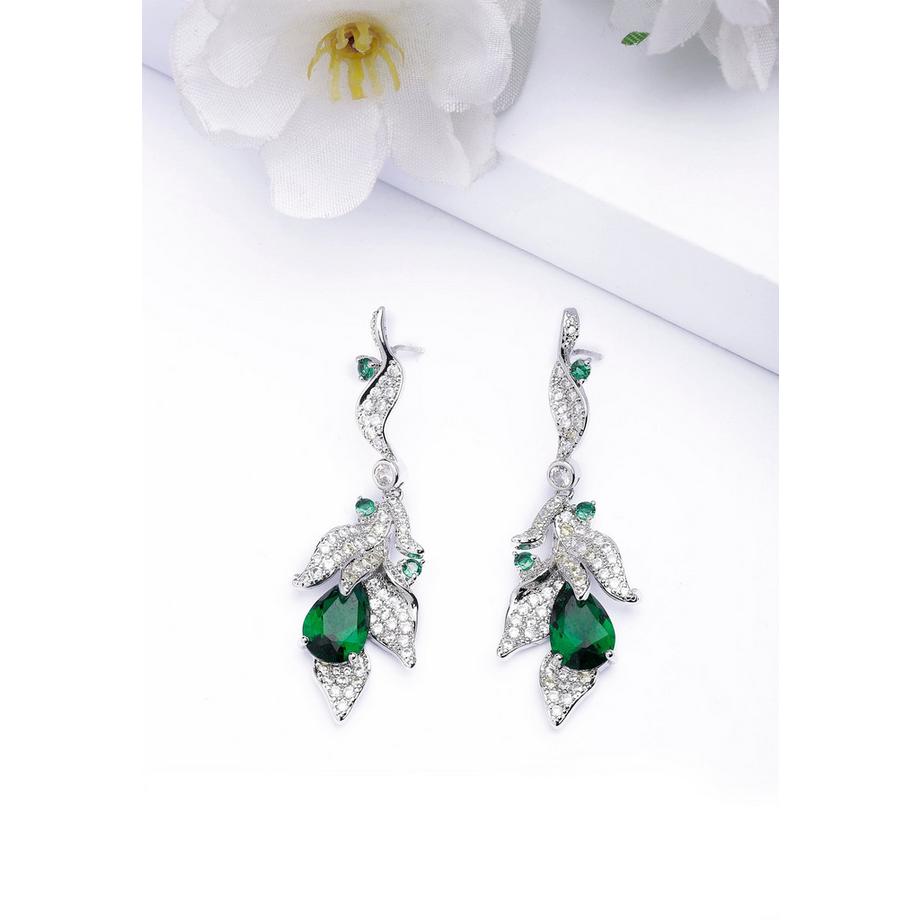 AVANT-GARDE PARIS  Grünes Blattmotiv-Tropfenohrringe 