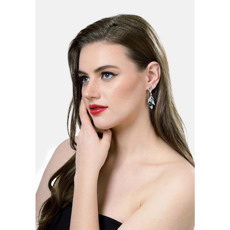 AVANT-GARDE PARIS  Grünes Blattmotiv-Tropfenohrringe 