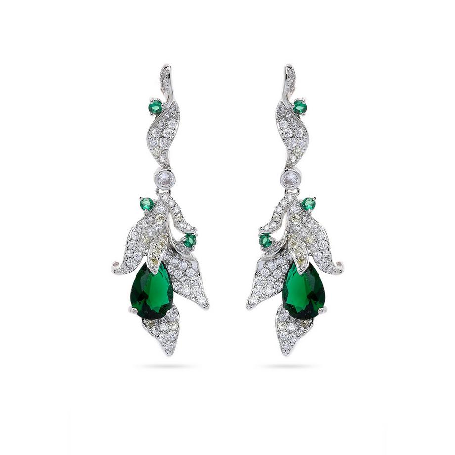 Grünes Blattmotiv-Tropfenohrringe