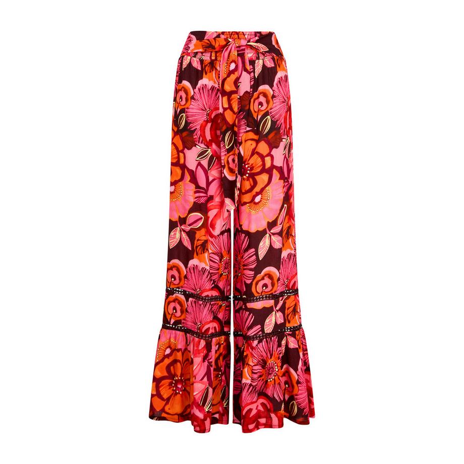 Joe Browns Pantaloni Larghi con Stampa Floreale e Cintura a Nastro  