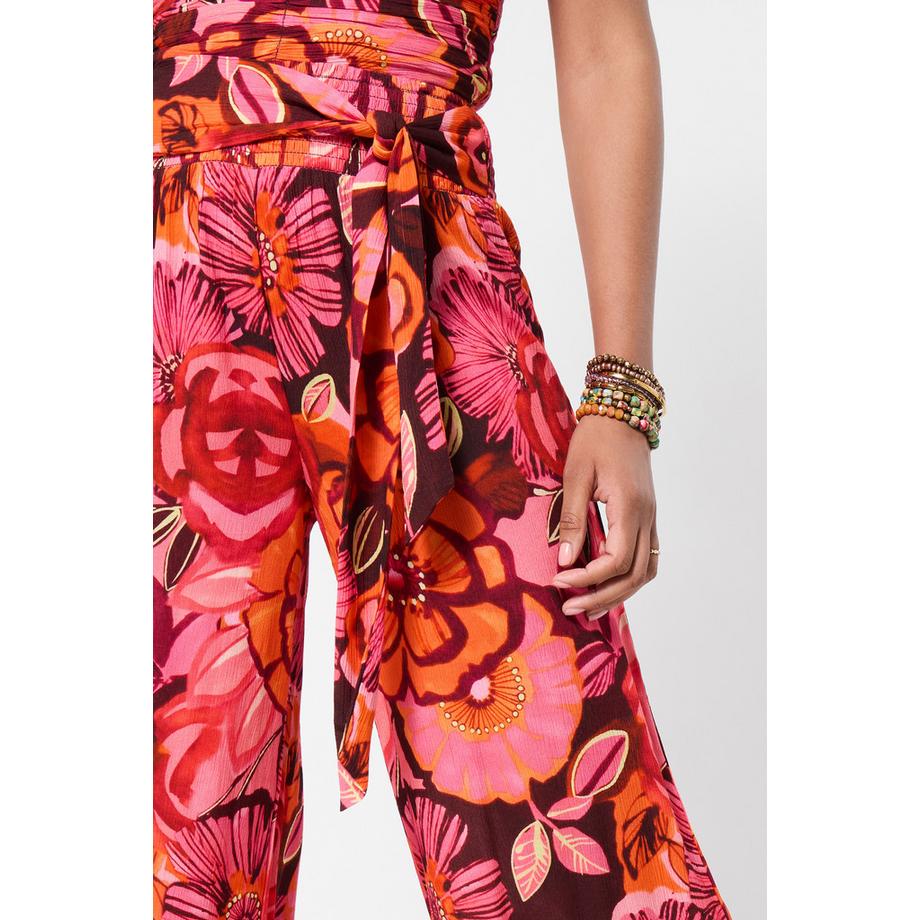 Joe Browns Pantaloni Larghi con Stampa Floreale e Cintura a Nastro  