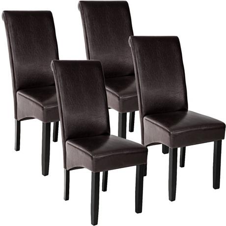Tectake Lot de 4 chaises aspect cuir  