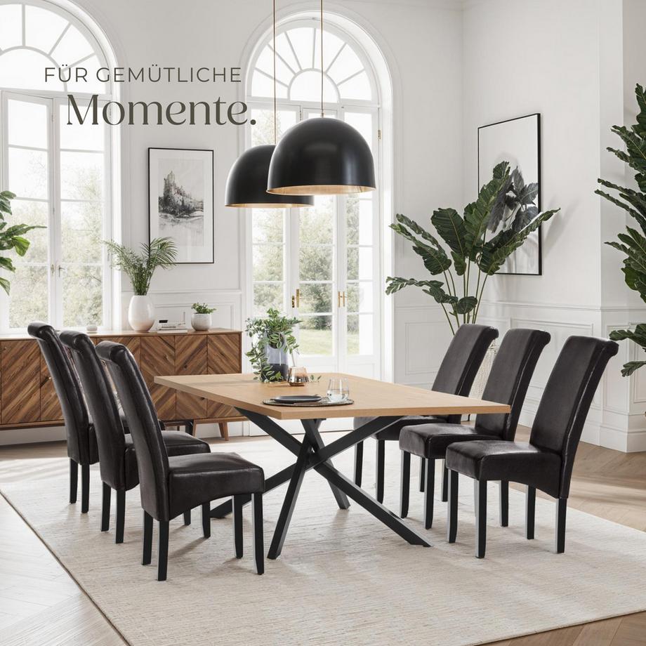 Tectake Sedia per sala da pranzo  imbottita con rivestimento in ecopelle  