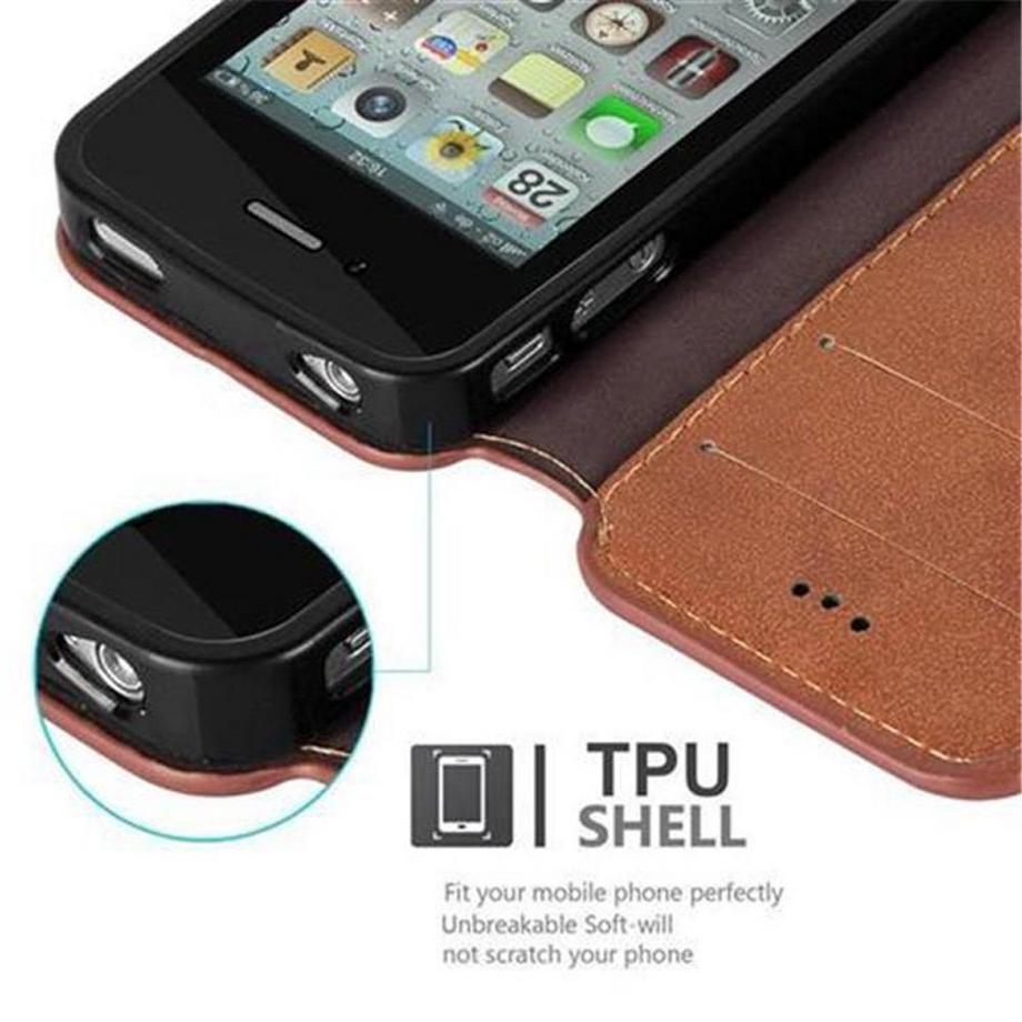 Cadorabo  Housse compatible avec Apple iPhone 4 / 4S - Coque de protection avec fonction de support et compartiment pour carte au design rétro 