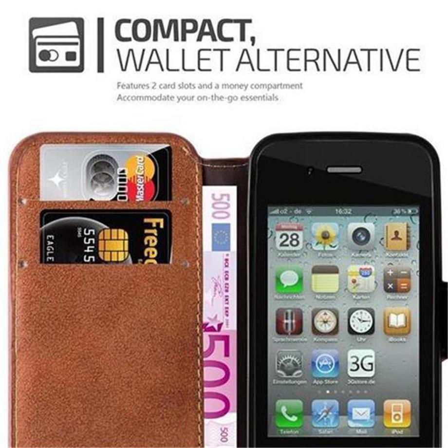 Cadorabo  Housse compatible avec Apple iPhone 4 / 4S - Coque de protection avec fonction de support et compartiment pour carte au design rétro 