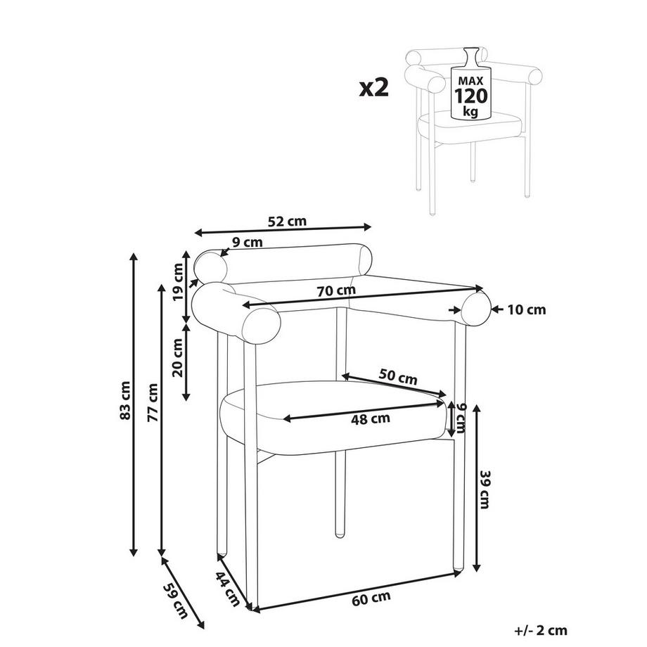 Beliani Esszimmerstuhl 2er Set aus Stoff Minimalistisch LYNEY  